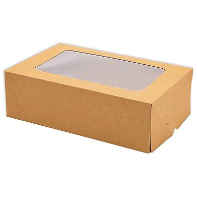 Kraft Cupcake Boxes with 6 Inserts and Window for Weddings and Birthdays (24 Pack)