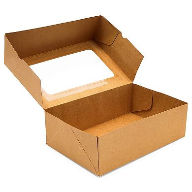 Kraft Cupcake Boxes with 6 Inserts and Window for Weddings and Birthdays (24 Pack)