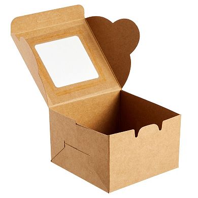25-pack Mini Cake Boxes With Window - Cupcake Packaging Containers (4x4x2.5)