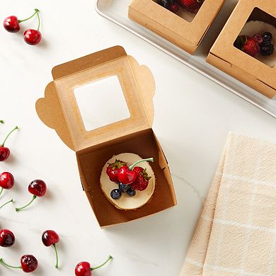25-pack Mini Cake Boxes With Window - Cupcake Packaging Containers (4x4x2.5)