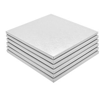 12 Inch White Square Cake Boards, Foil Cake Drums for Baking Desserts (6 Pack)