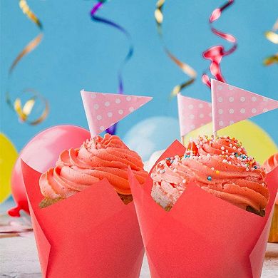 Tulip Cupcake Liners - 100-Pack Medium Baking Cups, Muffin Wrappers, Perfect for Birthday Parties, Weddings, Baby Showers, Bakeries, Catering, Restaurants, Red