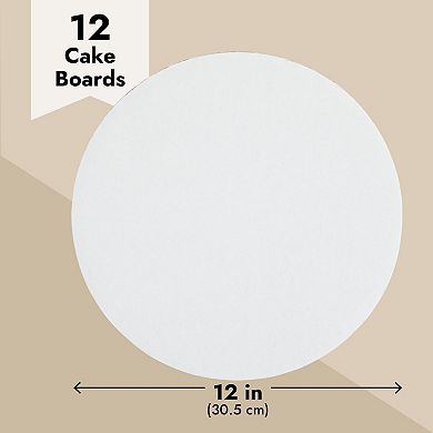 Cake Boards - 12-Piece Cardboard Round Cake Circle Base, 12 Inches Diameter, White