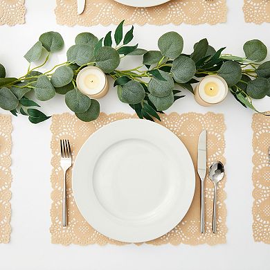 100-pack Brown Disposable Placemats - Lace Paper Doilies For Table, 15.5x12"