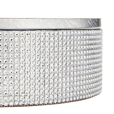 2 Piece Silver Rhinestone Cake Stand Set with 12" Cake Drum for Wedding Birthday