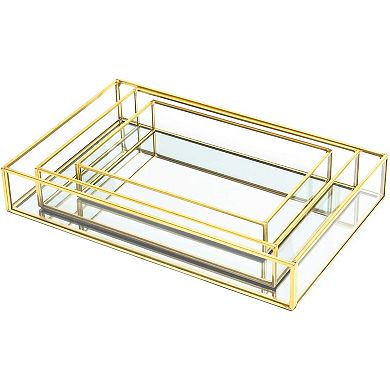 Gold Metal Jewelry Tray Set in 3 Sizes (3 Pack)
