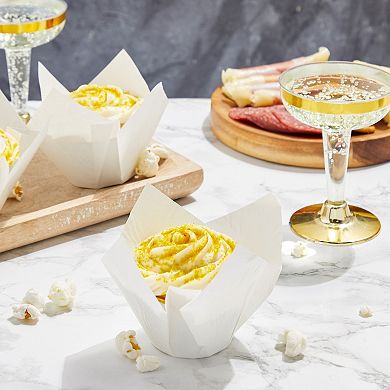 100-Pack White Tulip Cupcake Liners for Wedding, Paper Muffin Wrappers