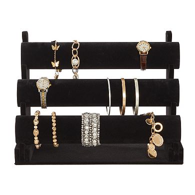 Black Velvet Jewelry Display Stand, 3 Tier Holder for Bracelets and Bangles