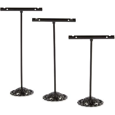 Juvale T-Shape Earring Display Stands in 3 Sizes (Metal, Black, 6-Pack)