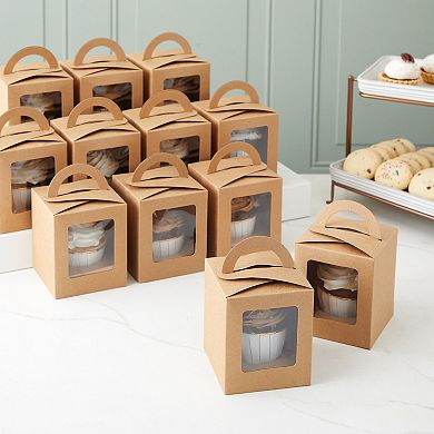 50-pack Single Cupcake Boxes For Bakery - Individual Kraft Paper Containers
