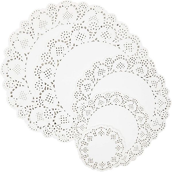 250 Pack Lace Paper Doilies for Arts and Crafts, Round White Table