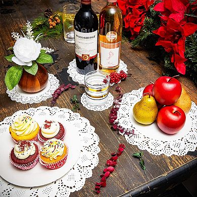 250 Pack Lace Paper Doilies for Arts and Crafts, Round White Table Placemats (5 Sizes)