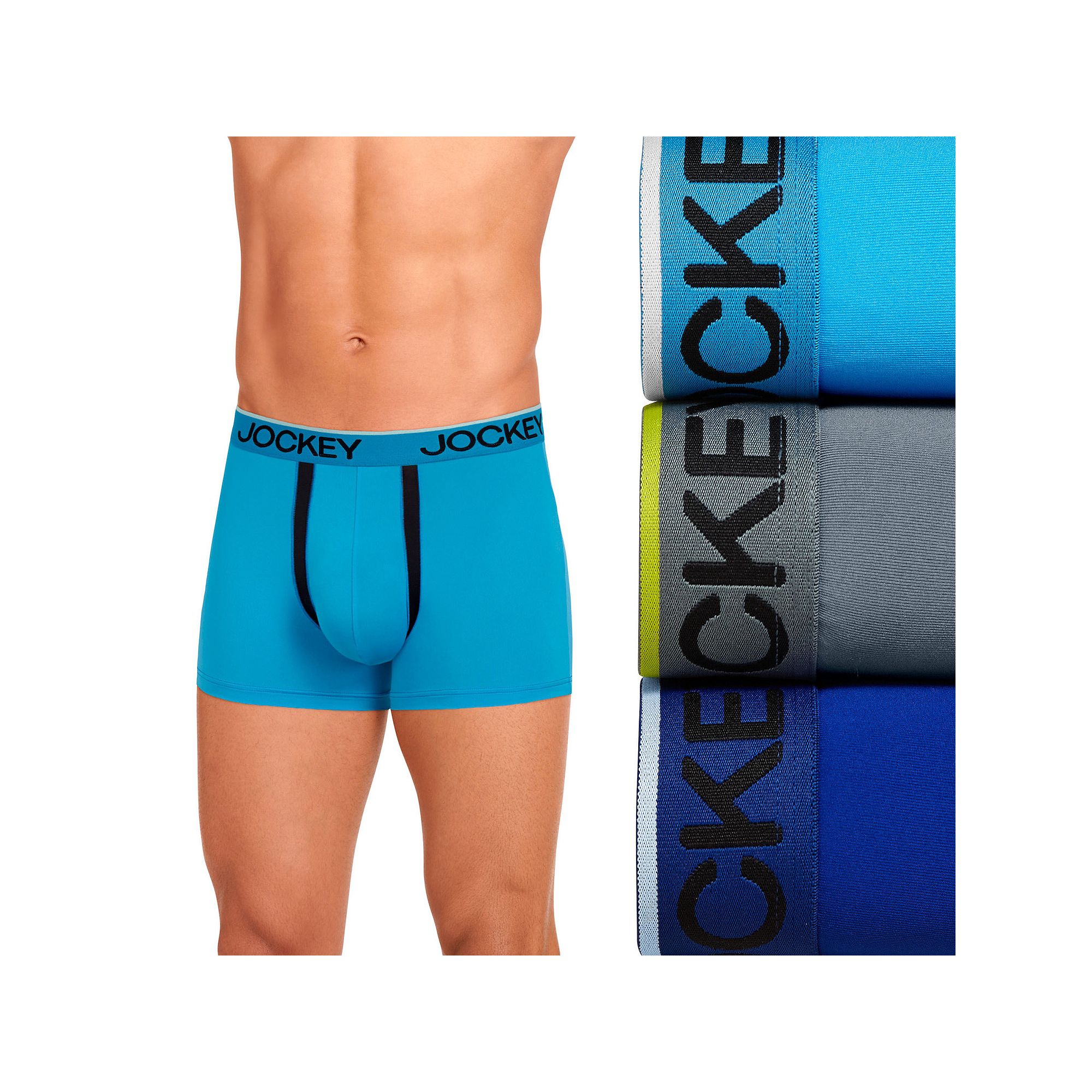 Mens Jockey® 3-pack Chafe Proof Pouch Microfiber Trunk, Size: Small, Blue