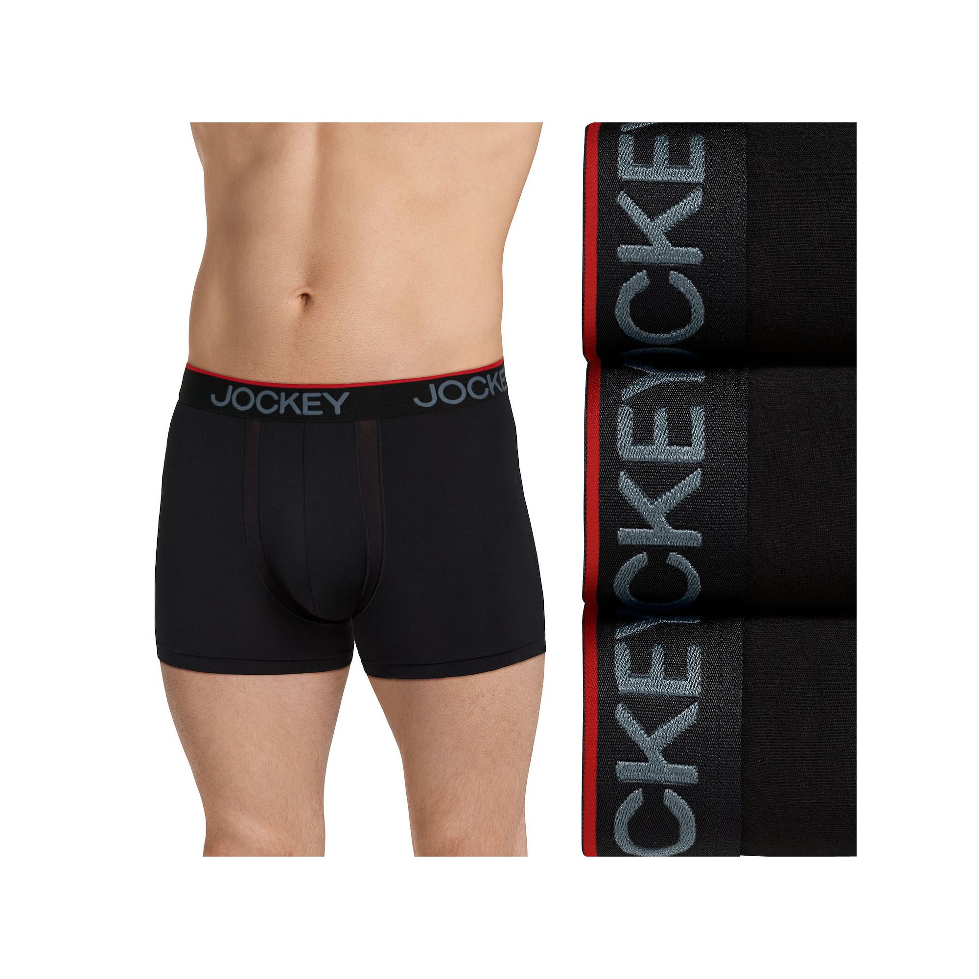 Mens Jockey® 3-pack Chafe Proof Pouch Microfiber Trunk, Size: Small, Blac