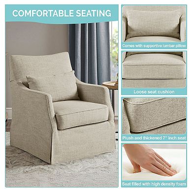 Martha Stewart London Swivel Upholstered Skirted Arm Chair