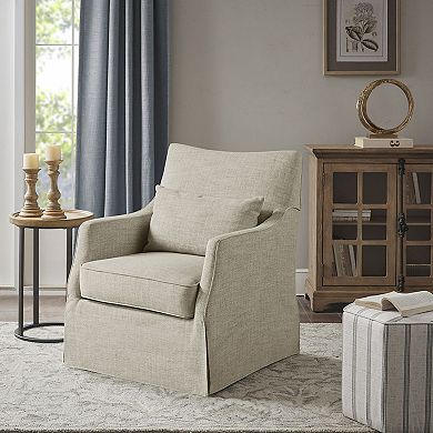 Martha Stewart London Swivel Upholstered Skirted Arm Chair