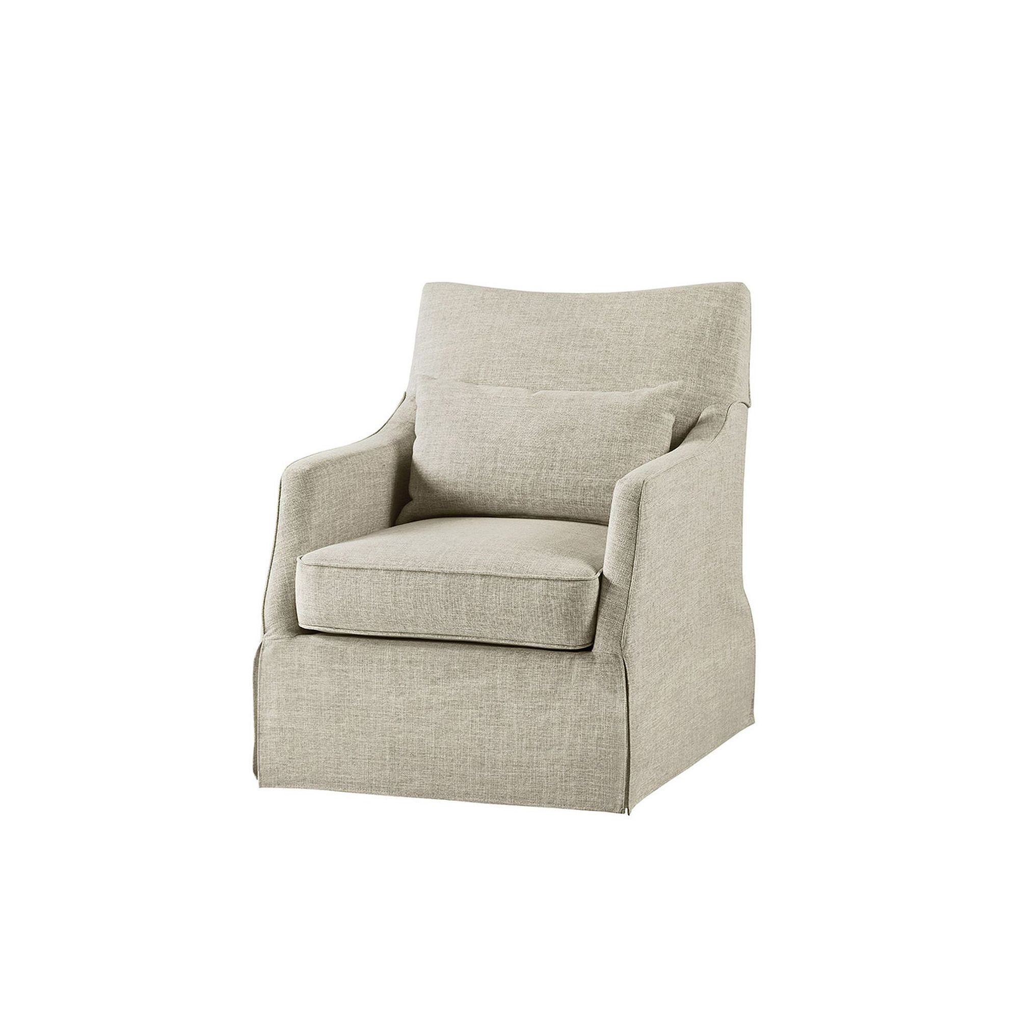 Martha Stewart London Upholstered Skirted Swivel Armchair with Lumbar Pillo
