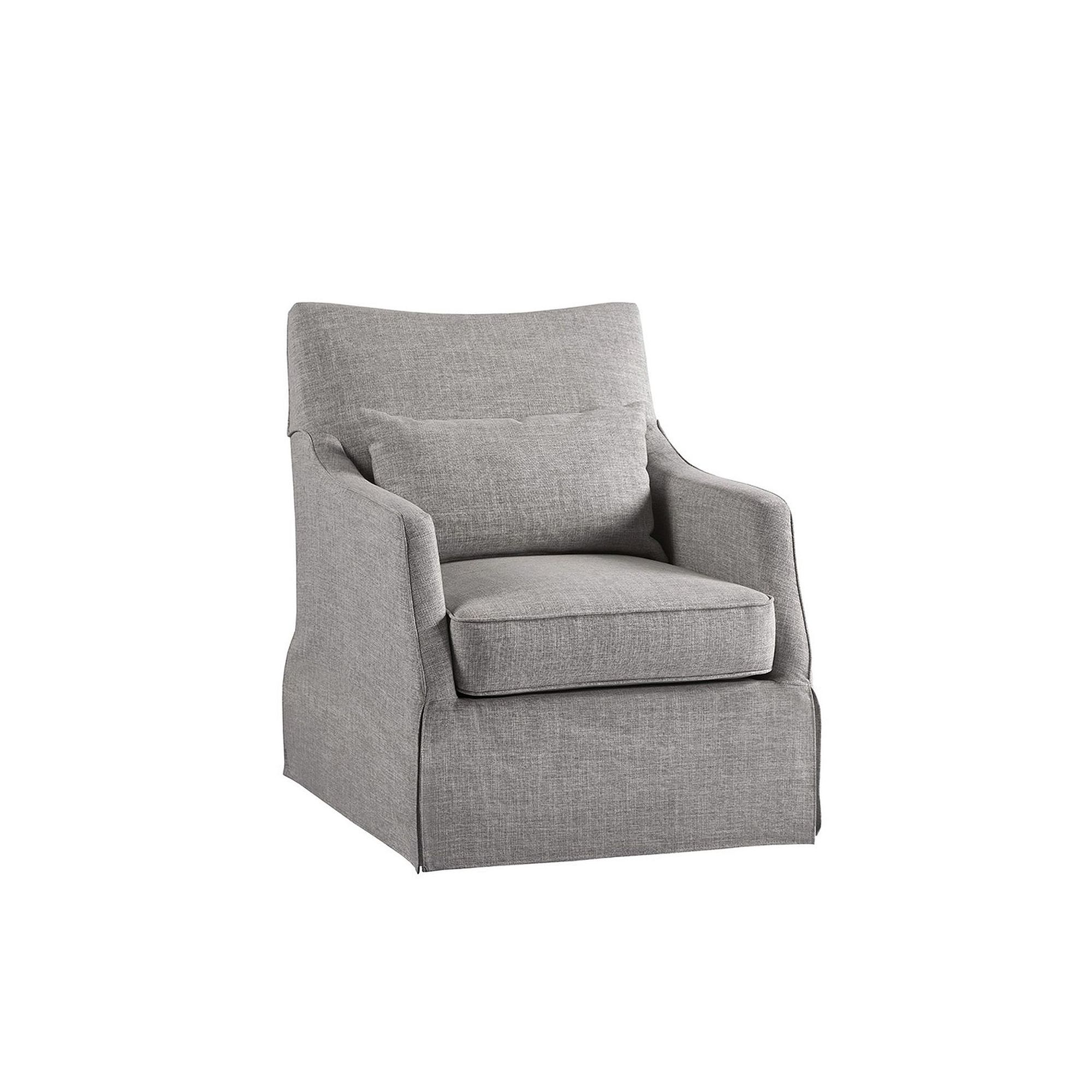 Martha Stewart London Upholstered Skirted Swivel Armchair with Lumbar Pillo