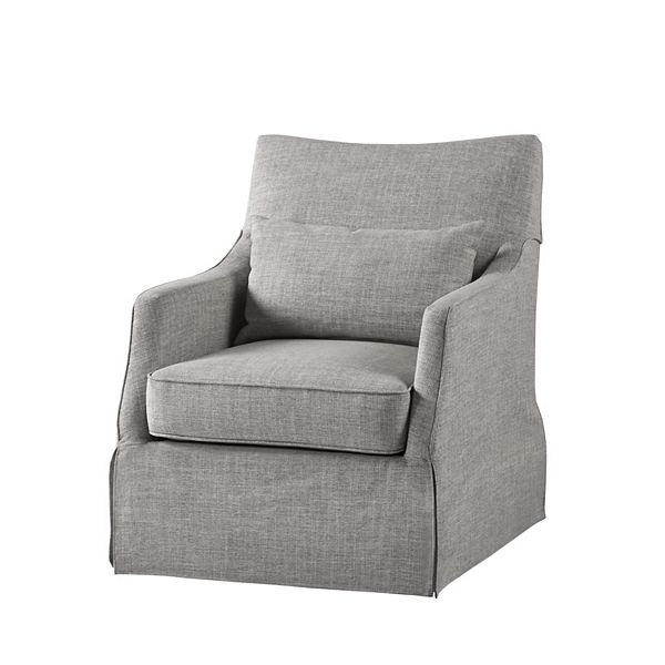 Martha Stewart London Skirted Swivel Chair Gray: Upholstered Polyester, No Assembly Required