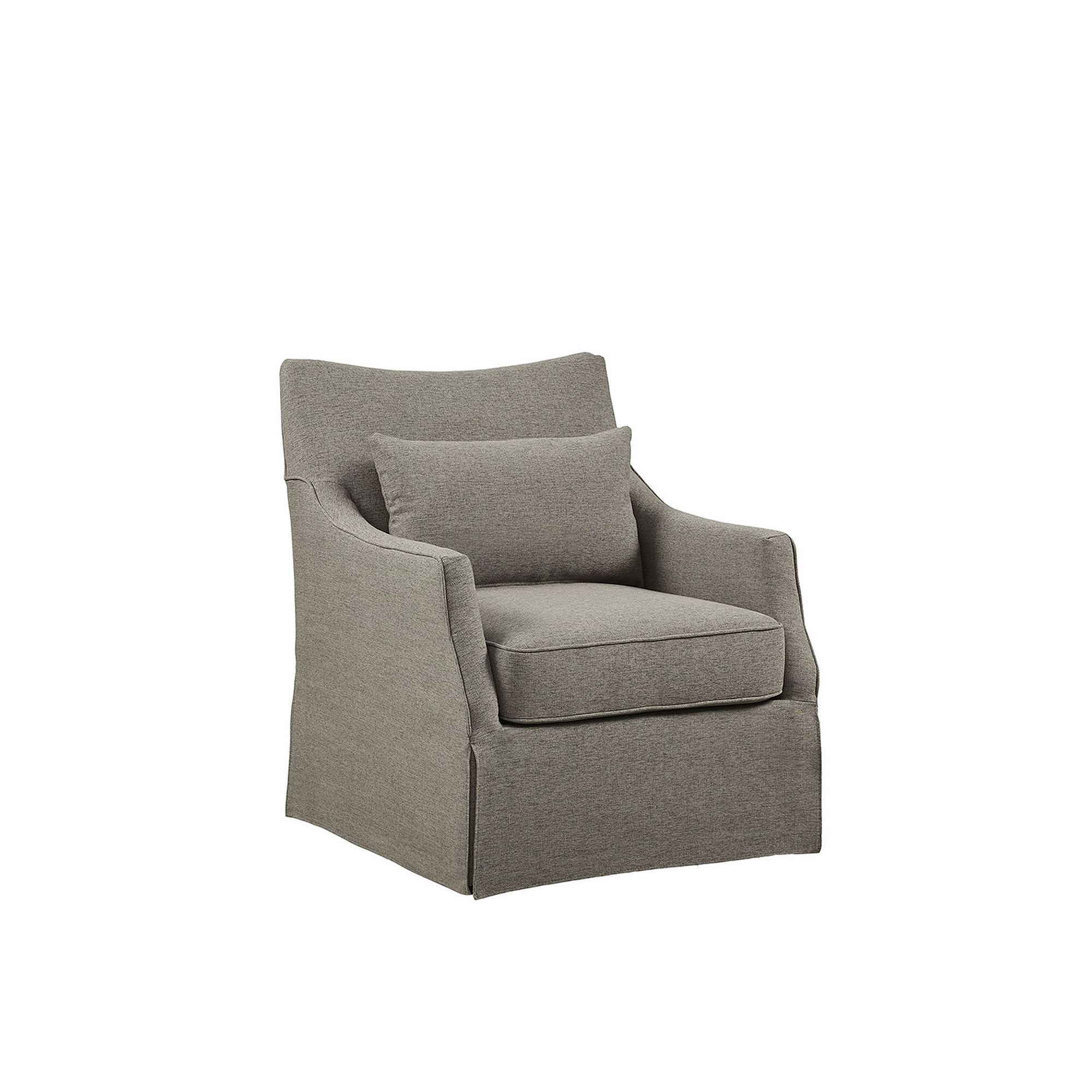 Martha Stewart London Upholstered Skirted Swivel Armchair with Lumbar Pillo