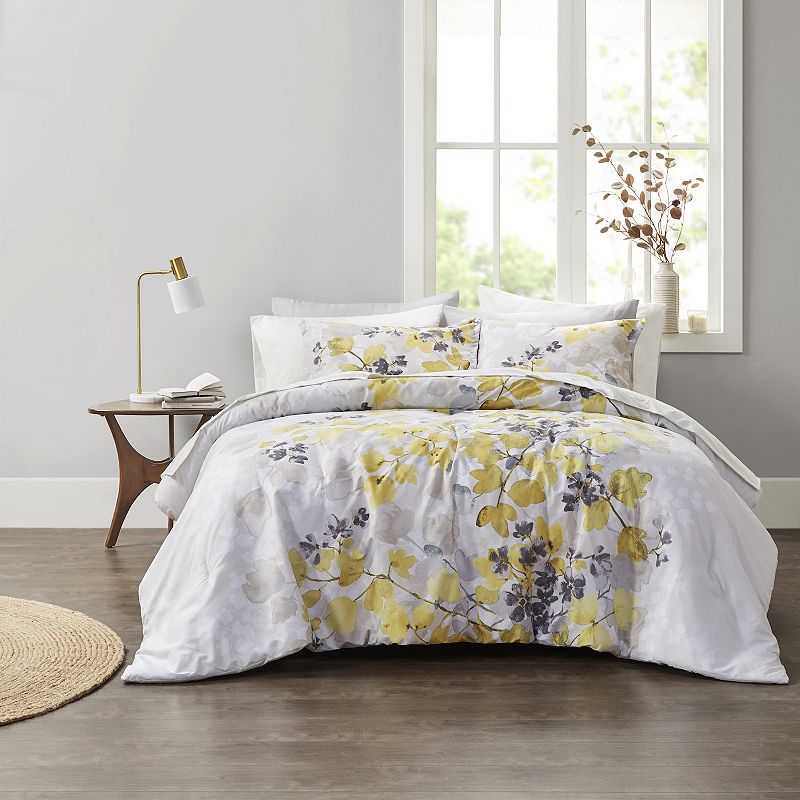 Madison Park Essentials Jeanie Modern Floral Comforter Set with Sheets, Yel