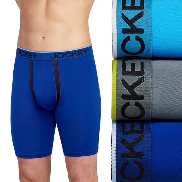 NWT Jockey Life Men 3 Pack - Long Leg Boxer Brief - Underwear Solid  Microfiber
