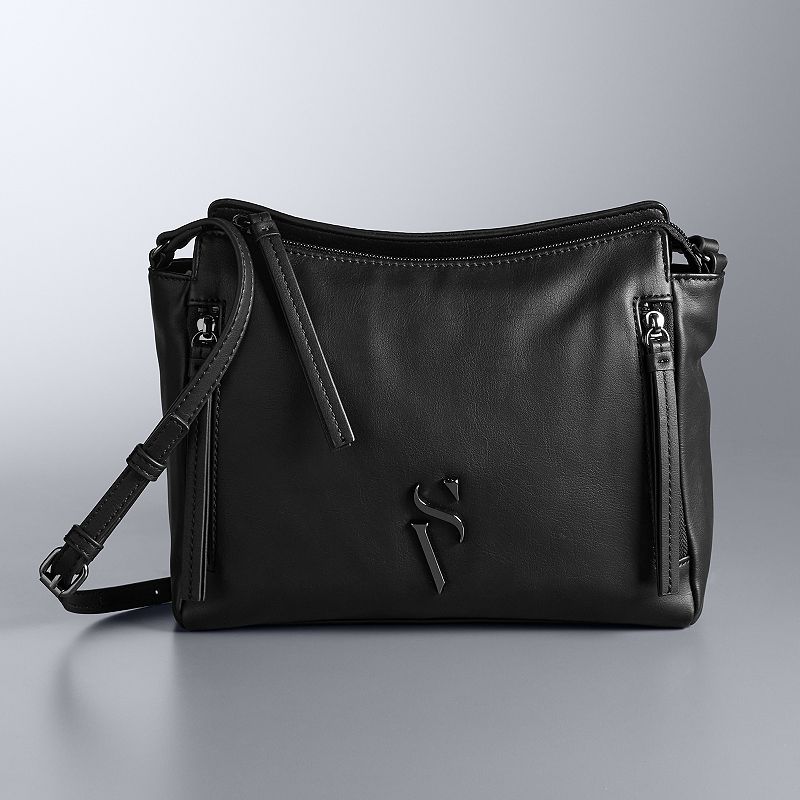 Simply Vera Vera Wang Cara Logo Crossbody Bag, Black