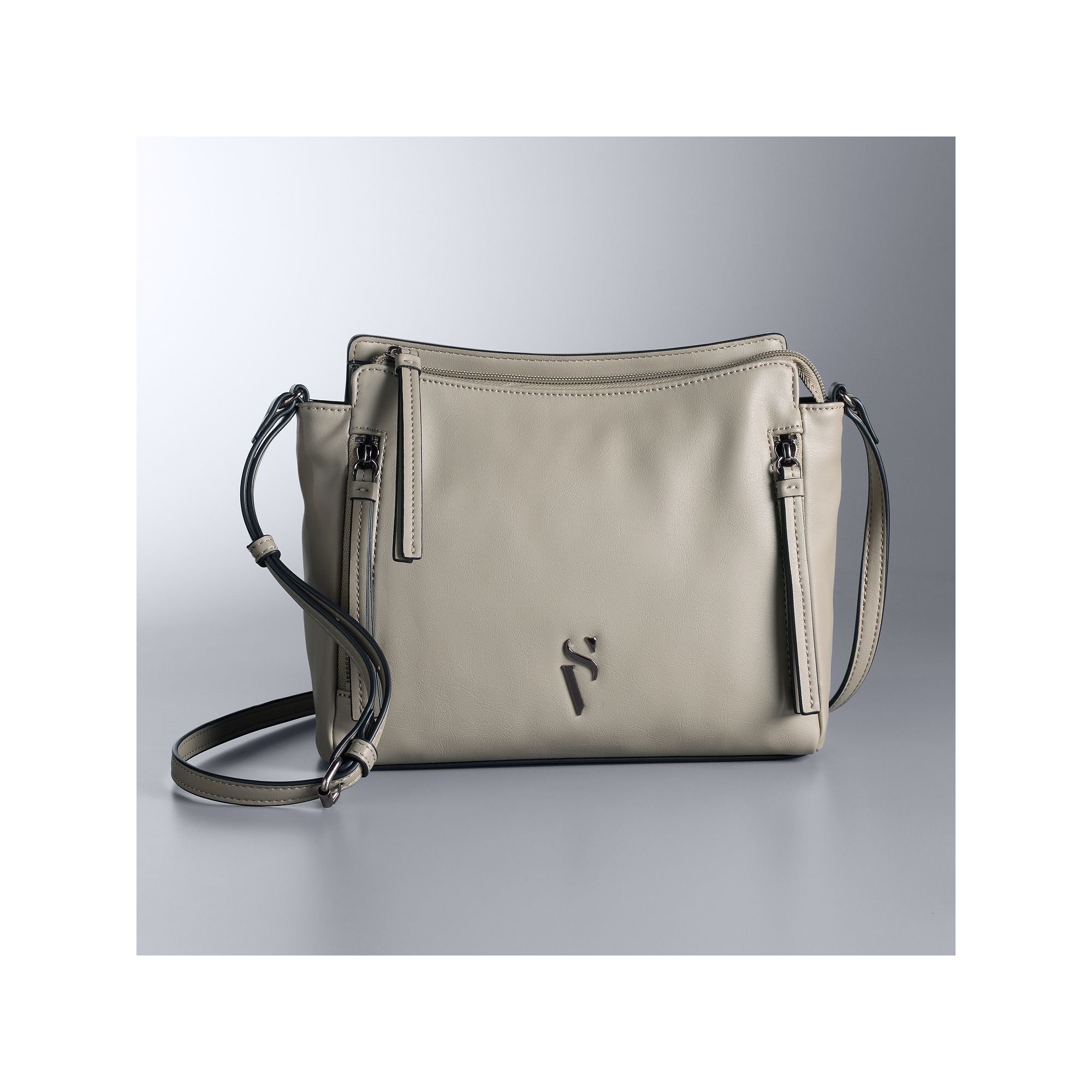 Womens Simply Vera Vera Wang Cara Logo Crossbody Bag, Moon Rock