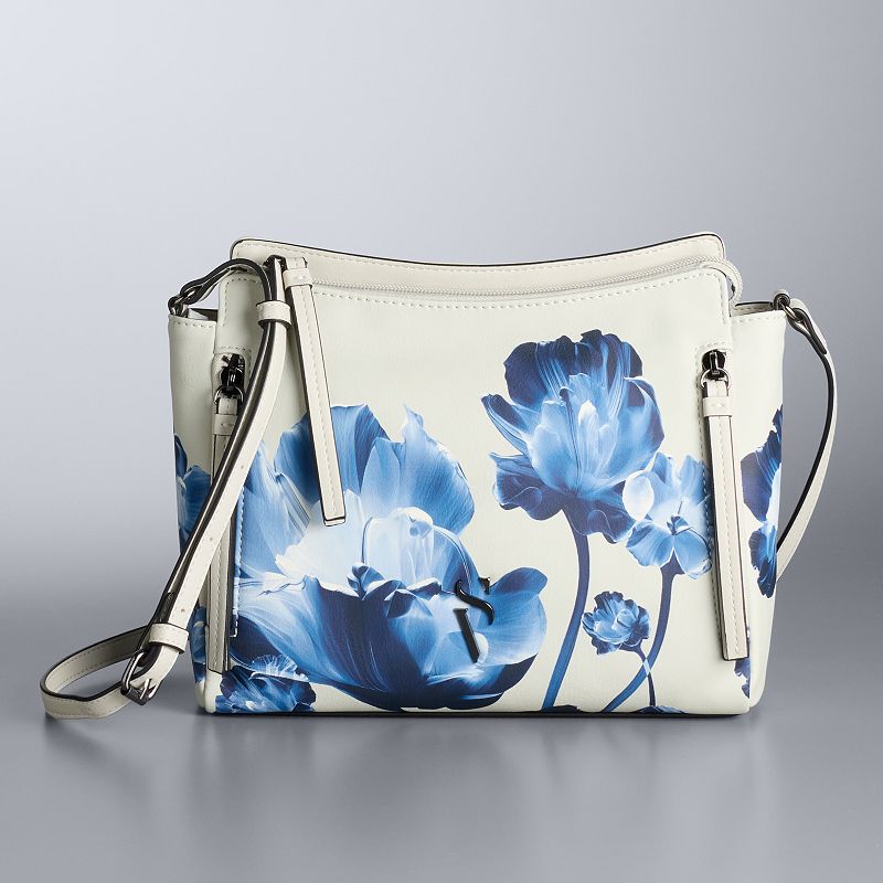 Women's Simply Vera Vera Wang Cara Logo Crossbody Bag, Silver Xray Floral