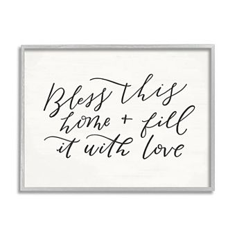 Stupell Home Decor Bless With Love Framed Wall Art