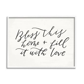 Stupell Home Decor Bless With Love Framed Wall Art