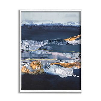 Stupell Home Decor Abstract Blue Agate Wall Art - White Frame