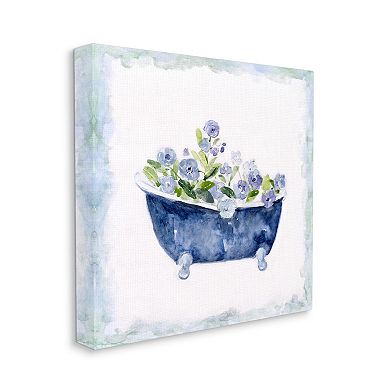 Stupell Home Decor Blue Floral Bathtub Canvas Wall Art