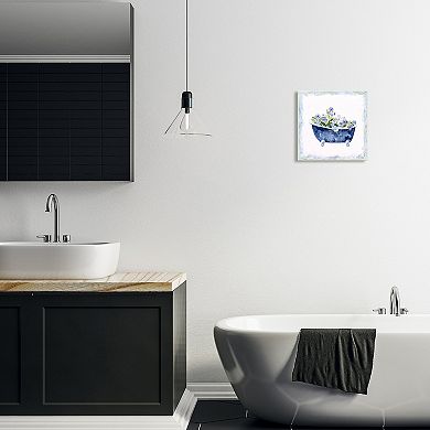 Stupell Home Decor Blue Floral Bathtub Framed Wall Art