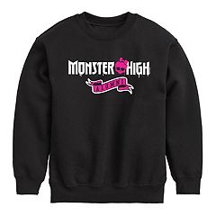 Girls Monster High Fleece Velour Pink Black Flowers Sweatshirt Size Large  10-12