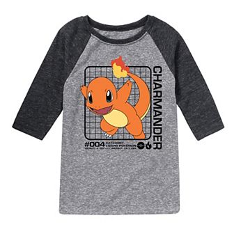 Boys 8-20 Pokemon Charmander Raglan Tee