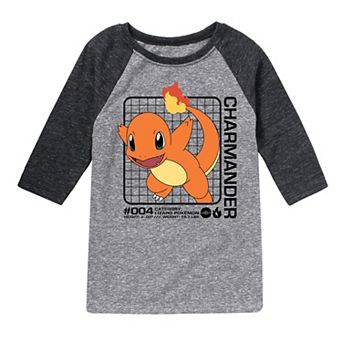 Boys 8-20 Pokemon Charmander Raglan Tee