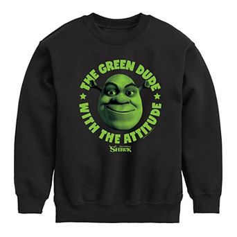 Boys 8-20 Shrek Green Dude Attitude Crew Fleece Sweatshirt