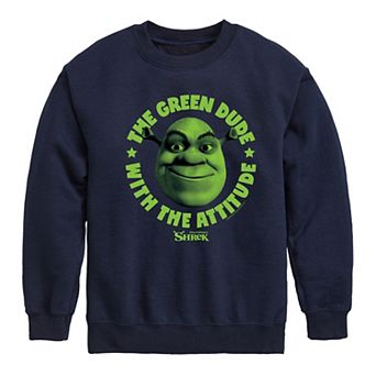 Boys 8-20 Shrek Green Dude Attitude Crew Fleece Sweatshirt