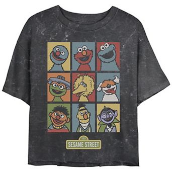 Juniors' Sesame Street Puppets Grid Poster Tee