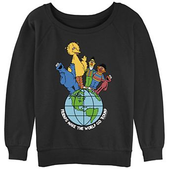 Juniors' Sesame Street Friends Make The World Go Round Elmo Cookie Monster Big Bird Slouchy Terry