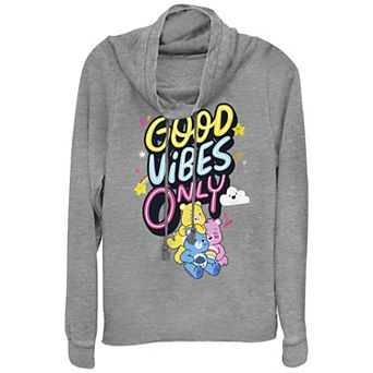 Juniors' Care Bears Good Vibes Only Cowlneck Graphic Lightweight Long Sleeve
