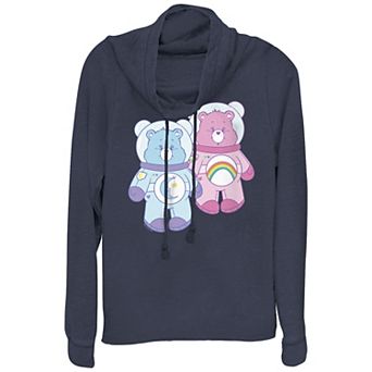 Juniors' Care Bears Bedtime Bear And Cheer Bear Space Suits Cowlneck Graphic Lightweight Long Sleeve