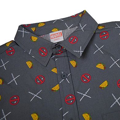 Men's Deadpool Katana Taco Button Up