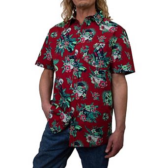 Men's Baby Yoda Hawaiian Bouquet Button Up