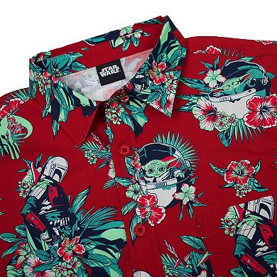 Men's Baby Yoda Hawaiian Bouquet Button Up