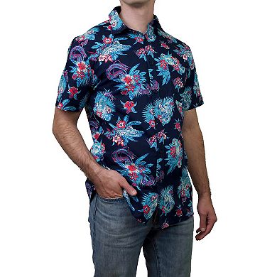 Men's R2D2 Hawaiian Flowers Button Up