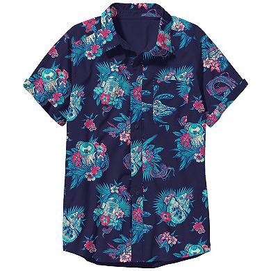 Men's R2D2 Hawaiian Flowers Button Up