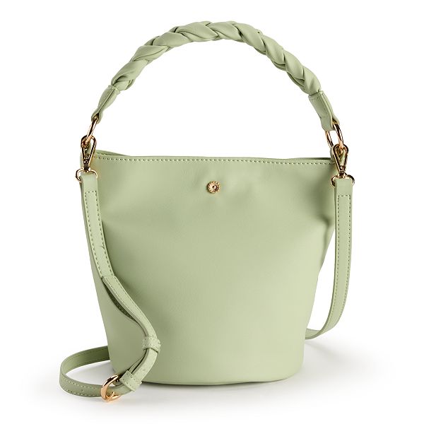 LC Lauren Conrad Delarosa Braided Handle Bucket Crossbody Bag