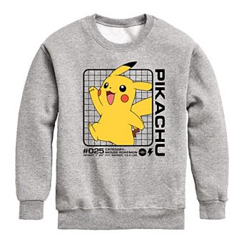 Boys 8-20 Pokemon Pikachu Stats Crew Fleece Sweatshirt